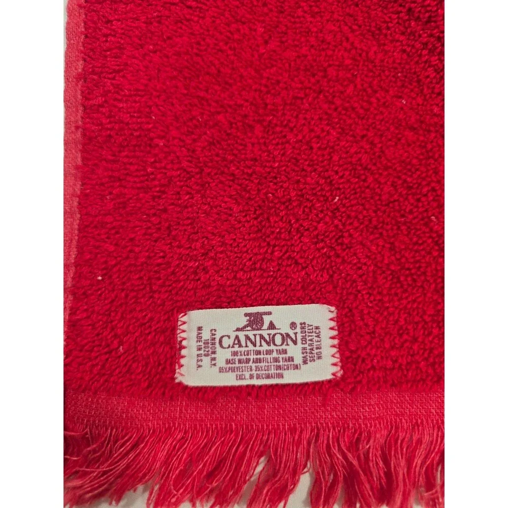 Vintage Lot Of 6 Red Christmas Finger Towels Hand Cannon & Misc Crossstitch